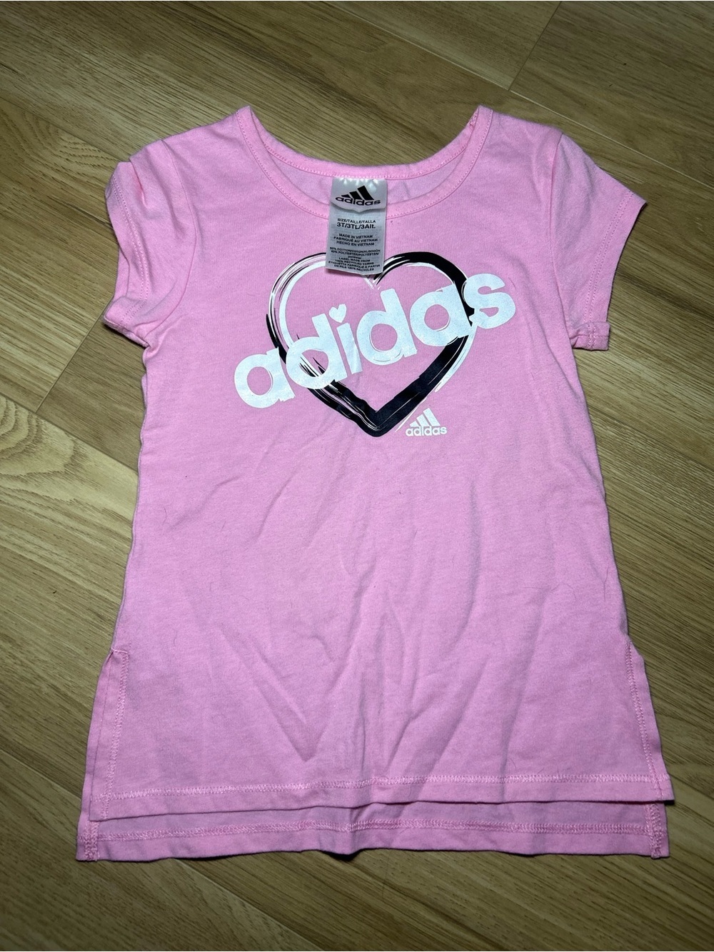 adidas Pink Heart Logo Short Sleeve Tee